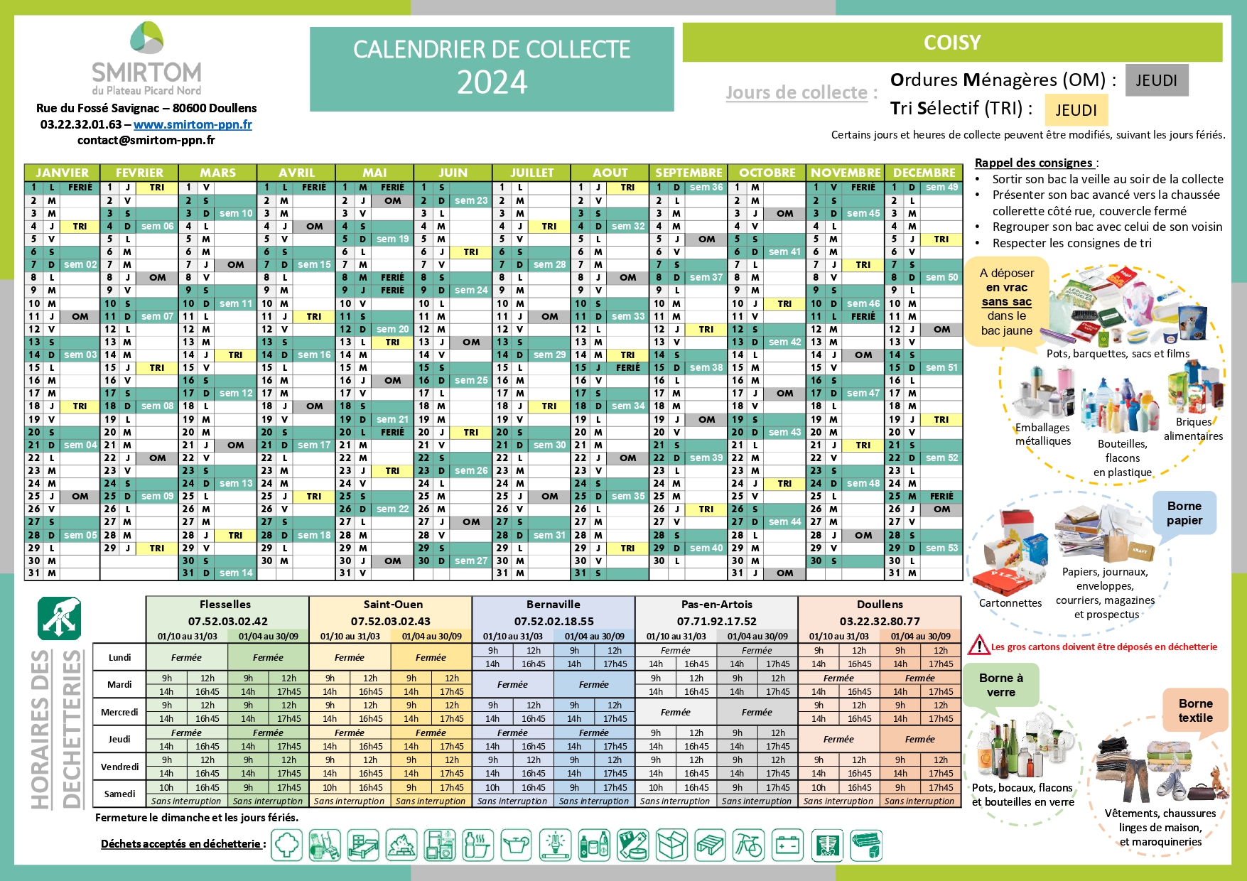 You are currently viewing SMIRTOM : CALENDRIER DE COLLECTE 2024