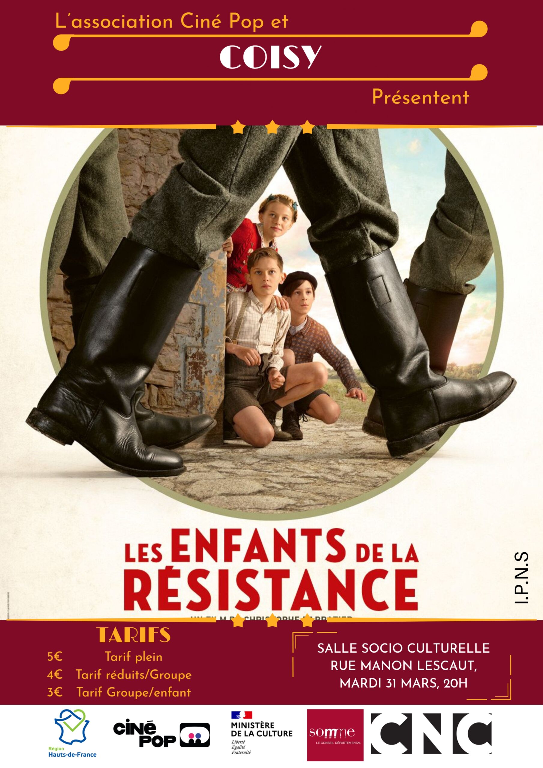 Lire la suite à propos de l’article CINEMA MARDI 31 MARS A 20H « LES ENFANTS DE LA RESISTANCE »